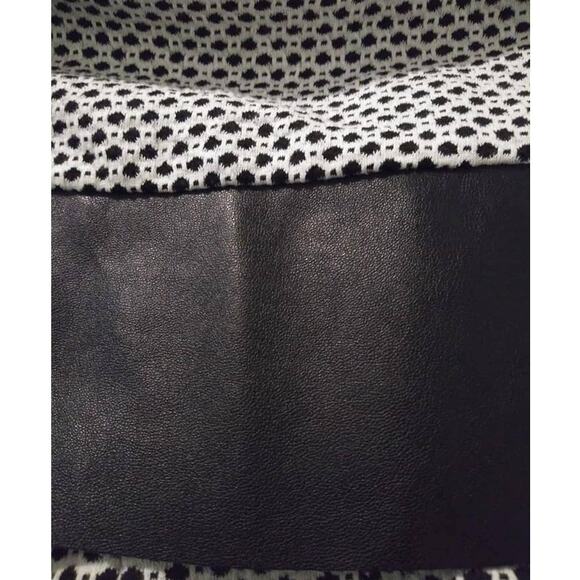 Cato White & Black Textured Fit & Flare Mini Dress Faux Leather Trim Sz 12 - Picture 6 of 8